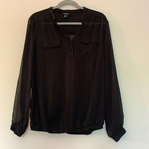 Torrid Sheer Black Button Down Top